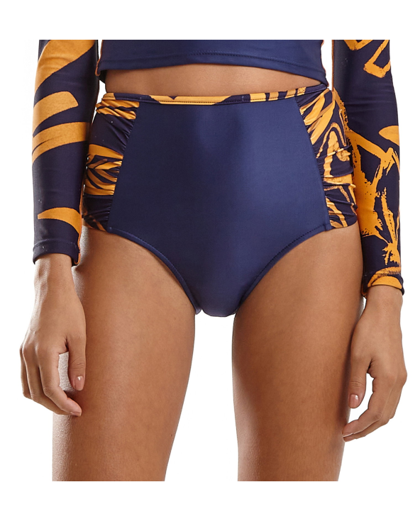 Navy & Gold Brazilian High Waist Bottom -...