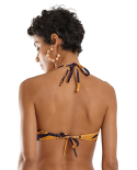 Navy & Gold Print V-Underwired Triangle Top - Top Fox Bold Leafs