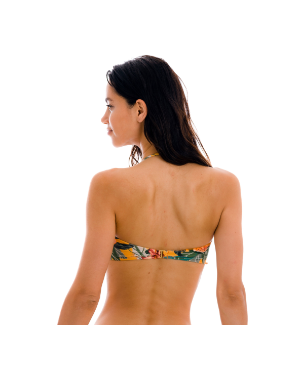 Reggiseno A Fascia Giallo E Arancione Floreale...