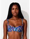 Luxurious Blue Floral Underwired Balconette Top - Top Hot Blue Garden