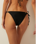 Bottom Bikini Com Tule Onca Bordada Black