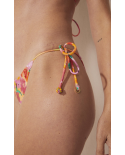 Bottom Bikini Cortininha Floral Pincelado