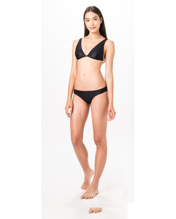 Top Longo Preto Liso Canelado