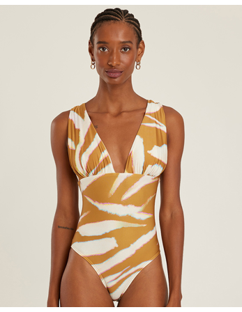 Ruched V Neck One Piece Oryx