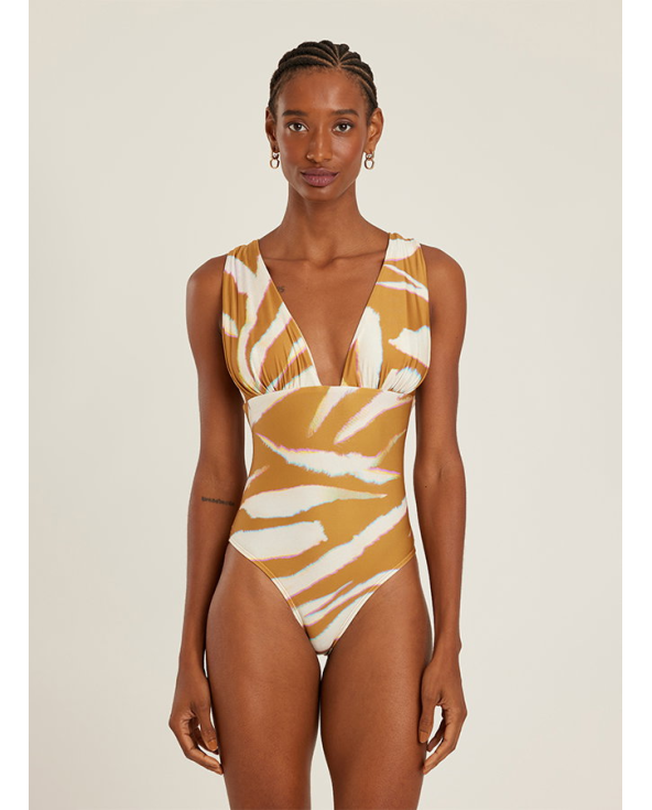 Ruched V Neck One Piece Oryx