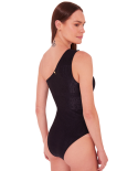 Escamas Black One Shoulder Swimsuit