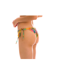 Multicolored Tropical Scrunch Bikini Bottom With Wavy Edges - Bottom Sun-Sation Frufru