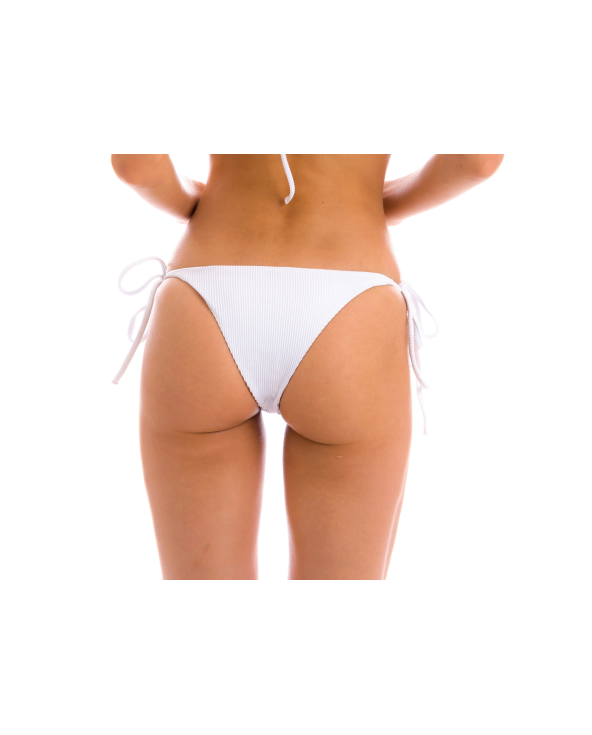 White Ribbed Brazilian Bikini Bottom - Bottom...