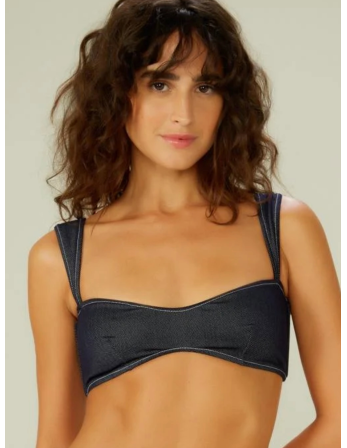 Top Passeio Jeans Azul Marinho