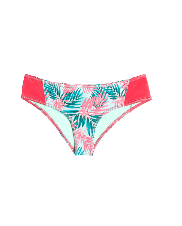 Bikinibroek Met Roze/Blauw Bladmotief - Bottom...