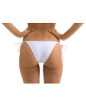 White Side-Tie Textured Brazilian Bikini Bottom - Bottom Cloque Branco Balconet
