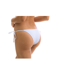 White Side-Tie Textured Brazilian Bikini Bottom - Bottom Cloque Branco Balconet