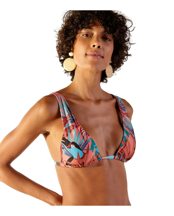 Top De Triângulo Alto Tropical Rosa - Top...