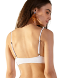 White Ribbed Longline Bikini Top - Top Light Branco