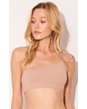 Beżowy Asymetryczny Crop Top - Top Assimetrico Casulo