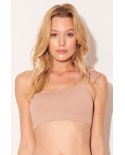 Beżowy Asymetryczny Crop Top - Top Assimetrico Casulo