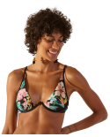 Black Underwired Triangle Top In Tropical Flowers - Top Fox Hawai