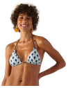 Top Triangular C/ Palmeiras Azuis E Pompons Em Franja - Top Lollipop Ohana