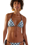 Haut Triangle Palmiers Bleus Pompons Frangés - Top Lollipop Ohana