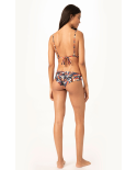 Navy Crop Top With Tropical Leaves Pattern - Top Cropped Adao