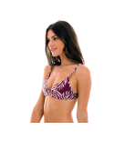 Slip Bikini Fisso Color Rosso Vino Con Stampa Foglie - Bottom Palms-Vine Nice