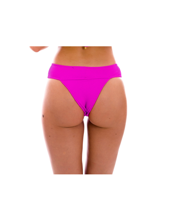 Plain Magenta Pink Wide Waist Fixed Bikini...