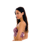 Wijnrode Bustier Bikinitop Met Bladprint En Geregen Achterzijde - Top Palms-Vine Balconet-Anna