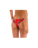 Slip Bikini Brasiliano Sgambato Rosso E Stampa Floreale - Bottom Wildflowers Lisboa