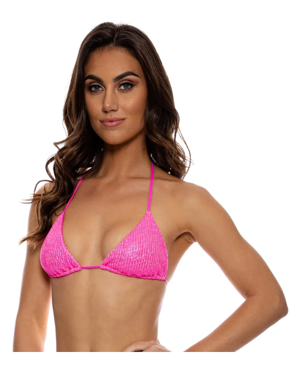 Top Wavy Ruched Bella Metallic Hot Pink