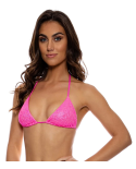 Top Wavy Ruched Bella Metallic Hot Pink