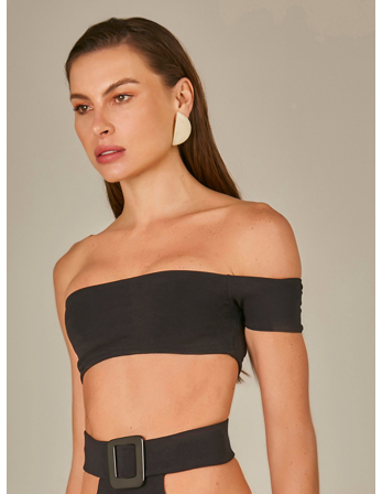 Top Biquini Suzy Textura Flat Preto