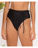 Bottom Shimmer-Black Belted-High-Waist