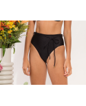 Bottom Shimmer-Black Belted-High-Waist