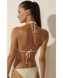 Bottom Bikini Com Tule Onca Bordada Off-White