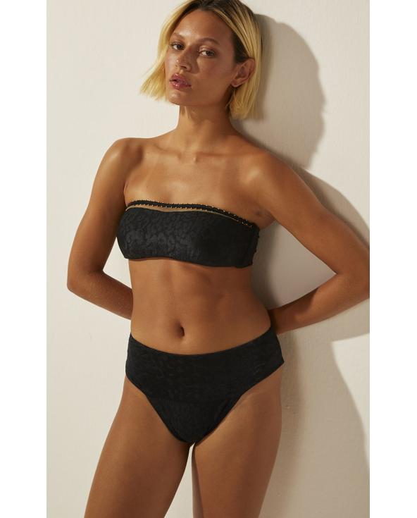 Top Bikini Media Onca Bordada Black