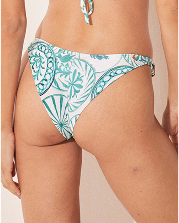 Bottom Bikini Cortininha Dupla Azul
