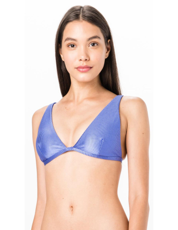 Top Longo Azul Liso Canelado