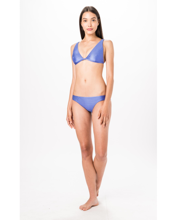 Top Bikini Allacciato A Costine Blu Lavanda -...