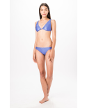 Top Bikini Allacciato A Costine Blu Lavanda - Top Longo Azul Liso Canelado
