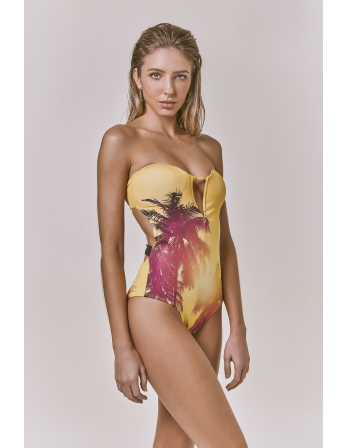 Costume Intero Giallo Con Stampa Tramonto - Body Kelly...