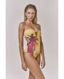 Costume Intero Giallo Con Stampa Tramonto - Body Kelly Amarelo Sunset