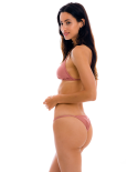Brazilian Bikinihose Blaugrundig Mit Blattprint Und Schmalen Seiten - Bottom Palms-Blue California