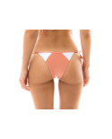 Cueca Brasileira Rosa-Pêssego/Branco Texturizado - Bottom Rose Recorte Tri