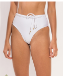 Bottom Shimmer-White Belted-High-Waist
