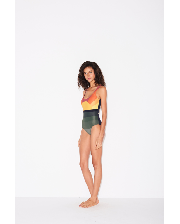 Colorful One-Piece Swimsuit With Open Back -...