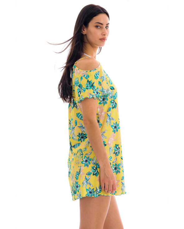Rückenfreies Strandkleid Gelbgrundig Geblümt -...