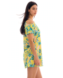 Rückenfreies Strandkleid Gelbgrundig Geblümt - Saida Florescer Off Shoulder