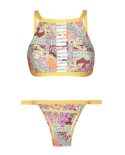 Strappy Scarf Printed Bikini Crop Top - Mundomix Cropped