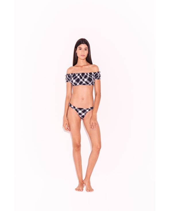 Black & White Bandeau Bikini With Bardot...