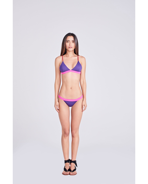 Bikini Fisso Viola/Rosa/Rosso Con Top Triangolo...